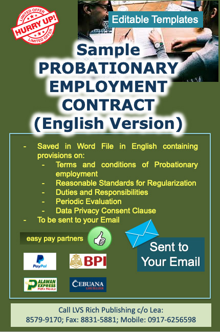Soft Copy Product – Contract for Probationary Employment Daily Paid Employee