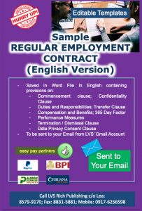 Contract For Regular Employment Soft Copy