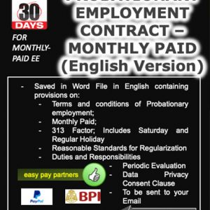 Contract for Probationary Employment Monthly Paid