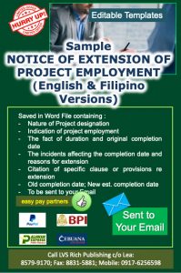 NOTICE OF EXTENSION OF PROJECT EMPLOYMENT – FILIPINO/TAGALOG SOFT COPY DESCRIPTION
