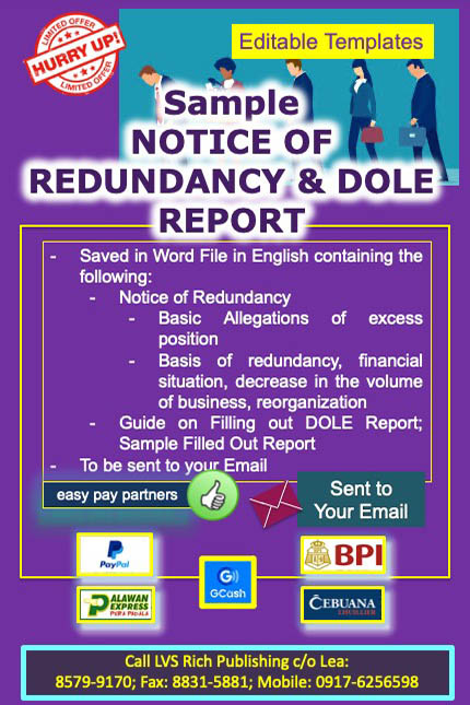 image of sample notice of redundancy and dole report